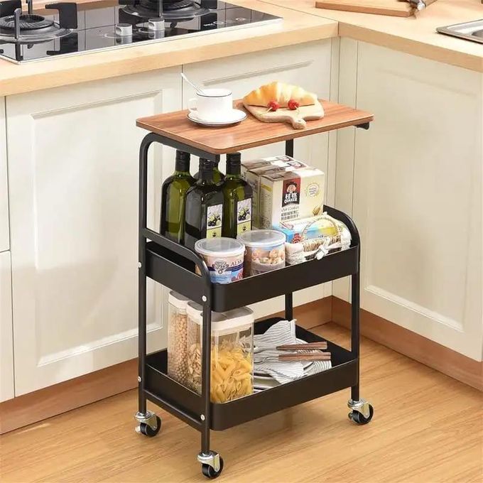 Table d’appoint multifonction à roulettes – 3 niveaux